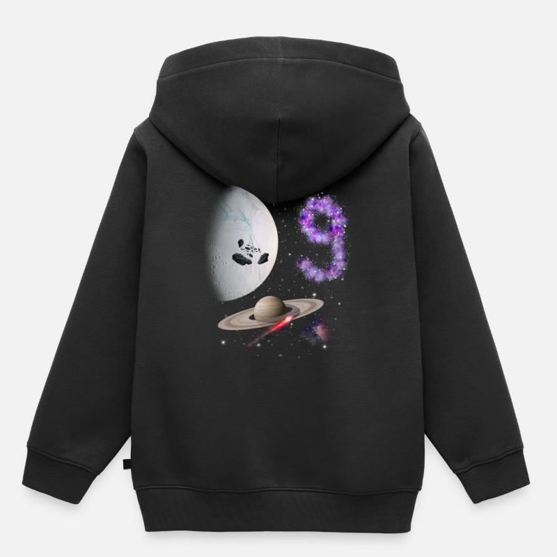 9e anniversaire enfants espace - Sweat Premium à capuche enfant bio - noir