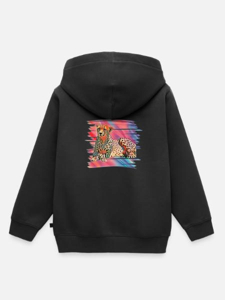 guépard - Sweat Premium à capuche enfant bio - noir