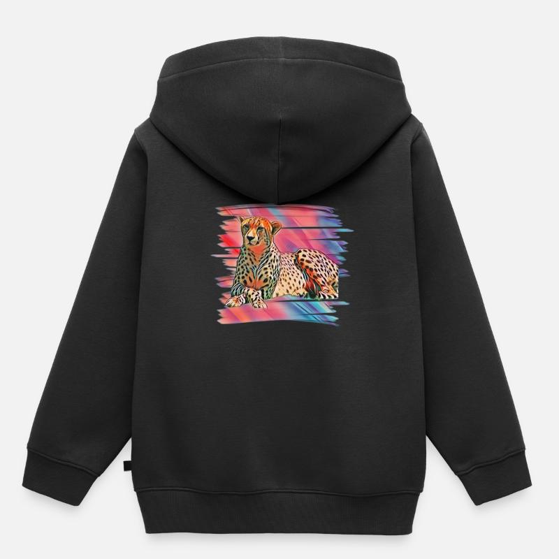 Gepard - Kinder Premium Organic Hoodie - Schwarz