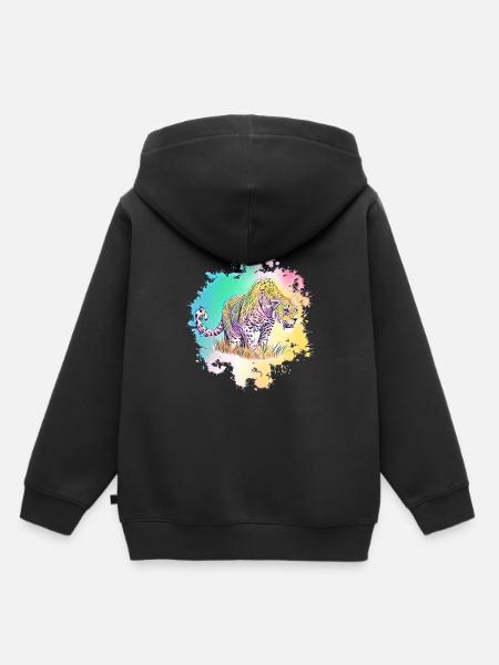 Leopard - Kinder Premium Organic Hoodie - Schwarz