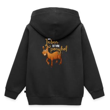 Das Leben ist kein Ponyhof - Kinder Premium Organic Hoodie - Schwarz - Hinten - AI Model Kid Male (0cm)