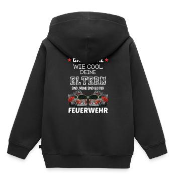 Coole Eltern Feuerwehr Feuerwehrmann Feuerwehrauto - Kinder Premium Organic Hoodie - Schwarz - Hinten - AI Model Kid Male (0cm)