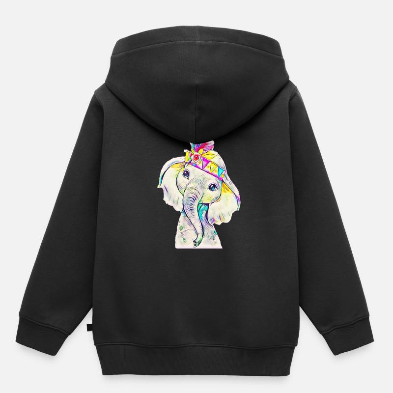 l'éléphant - Sweat Premium à capuche enfant bio - noir
