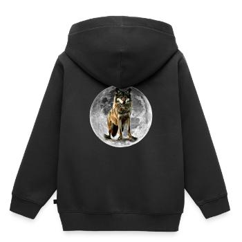 Wolf - Kinder Premium Organic Hoodie - Schwarz - Hinten - AI Model Kid Male (0cm)