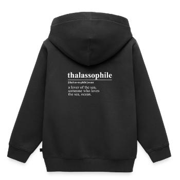Kapitaen Thalassophile Meer See Ocean Segeln - Kinder Premium Organic Hoodie - Schwarz - Hinten - AI Model Kid Male (0cm)
