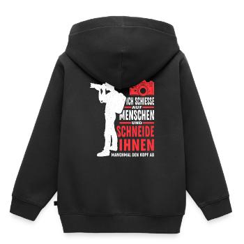 Fotograf Ich Schiesse auf Menschen Spruch Fotograf - Kinder Premium Organic Hoodie - Schwarz - Hinten - AI Model Kid Male (0cm)