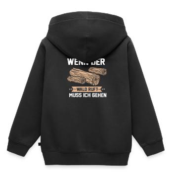 Wenn der Wald ruft muss ich gehen Förster Forst - Kinder Premium Organic Hoodie - Schwarz - Hinten - AI Model Kid Male (0cm)