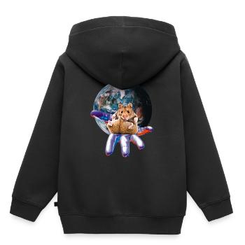 Hamster - Kinder Premium Organic Hoodie - Schwarz - Hinten - AI Model Kid Male (0cm)