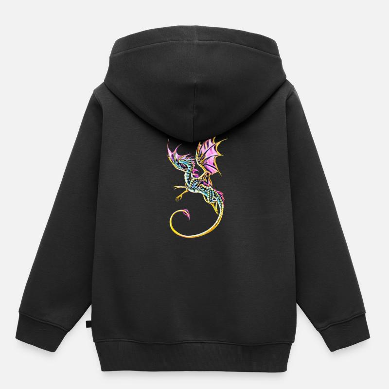 Drache - Kinder Premium Organic Hoodie - Schwarz