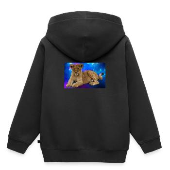 Lion Polygone - Sweat Premium à capuche enfant bio - noir - Dos - AI Model Kid Male (0cm)