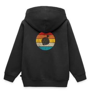 Onion Lover Retro Vegetables Vegan Gift idea - Kinder Premium Organic Hoodie - Schwarz - Hinten - AI Model Kid Male (0cm)