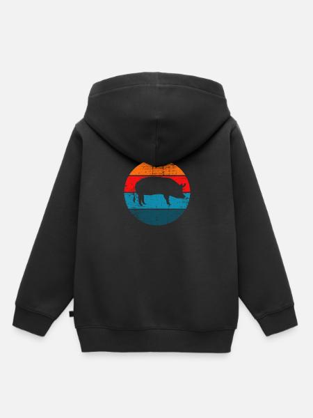 Pig Animal Retro Pet Farm Cadeau idee - Kinder Premium hoodie biologisch - zwart