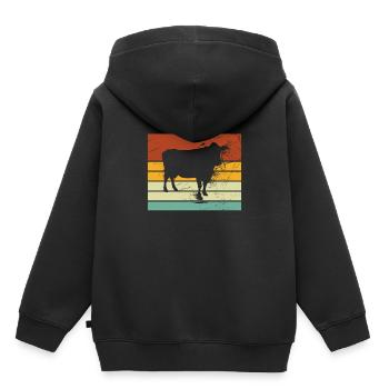 Cadeau de ferme laitière Cow Retro Moo Farmer - Sweat Premium à capuche enfant bio - noir - Dos - AI Model Kid Male (0cm)