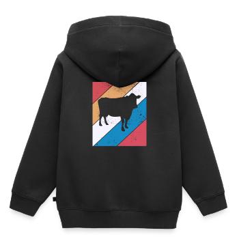 Cadeau de ferme laitière Cow Retro Moo Farmer - Sweat Premium à capuche enfant bio - noir - Dos - AI Model Kid Male (0cm)