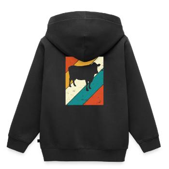 Cadeau de ferme laitière Cow Retro Moo Farmer - Sweat Premium à capuche enfant bio - noir - Dos - AI Model Kid Male (0cm)
