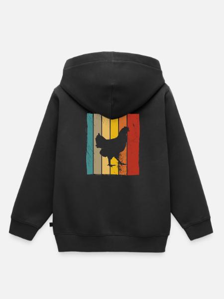 Huhn Hühner Hahn Bauer Retro Bauernhof Geschenk - Kinder Premium Organic Hoodie - Schwarz