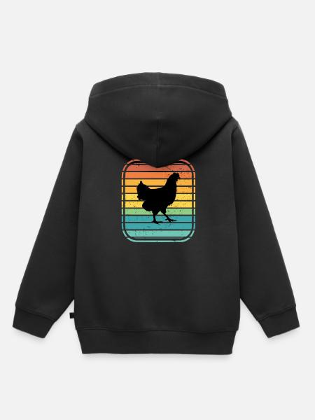 Huhn Hühner Hahn Bauer Retro Bauernhof Geschenk - Kinder Premium Organic Hoodie - Schwarz