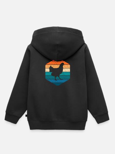 Hahn Huhn Hühner Bauer Retro Bauernhof Geschenk - Kinder Premium Organic Hoodie - Schwarz