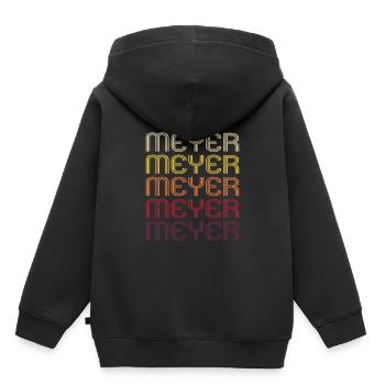 Cadeau de nom de famille rétro Meyer - Sweat Premium à capuche enfant bio - noir - Dos - AI Model Kid Male (0cm)