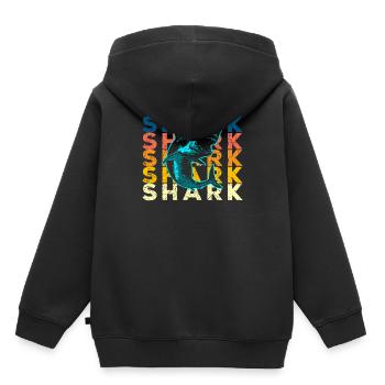 Requin requin - Sweat Premium à capuche enfant bio - noir - Dos - AI Model Kid Male (0cm)