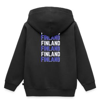 Finnland - Kinder Premium Organic Hoodie - Schwarz - Hinten - AI Model Kid Male (0cm)