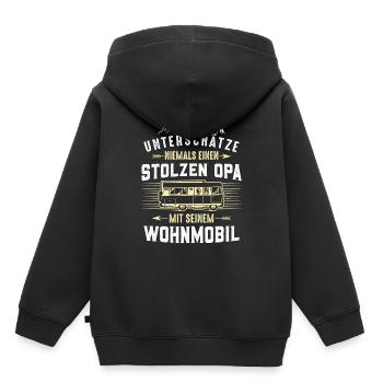Stolzer Opa mit Wohnmobil - Kinder Premium Organic Hoodie - Schwarz - Hinten - AI Model Kid Male (0cm)