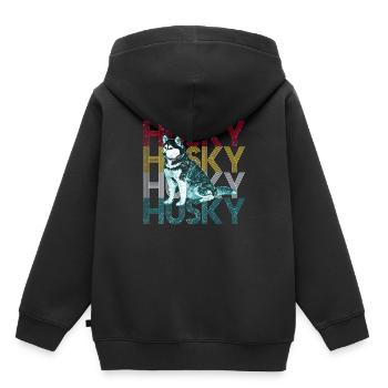 Husky - Sweat Premium à capuche enfant bio - noir - Dos - AI Model Kid Male (0cm)