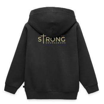 Stark, Mutig, Christlich - Kinder Premium Organic Hoodie - Schwarz - Hinten - AI Model Kid Male (0cm)
