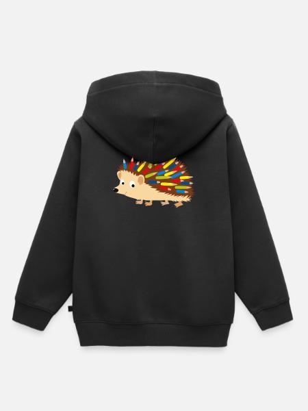 Igel Buntstift - Kinder Premium Organic Hoodie - Schwarz