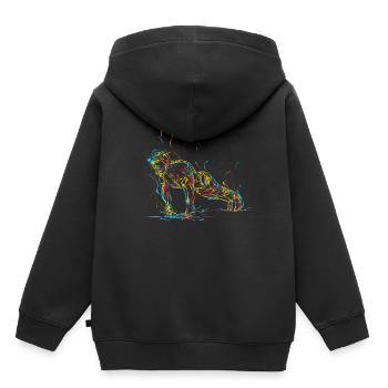 Abstrakter Mann beim Liegestütz - Kinder Premium Organic Hoodie - Schwarz - Hinten - AI Model Kid Male (0cm)