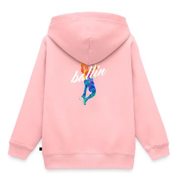 Ballin Basketball Player Basketball Player Maillot - Sweat Premium à capuche enfant bio - rose - Dos - AI Model Kid Female (0cm)