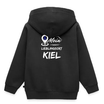 Kiel mon endroit préféré-la ville hanséatique de Kiel-Seagull, ancre - Sweat Premium à capuche enfant bio - noir - Dos - AI Model Kid Male (0cm)