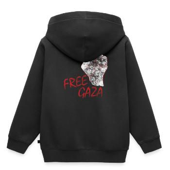 Libérez la Palestine Libérez la Liberté Palestine - Sweat Premium à capuche enfant bio - noir - Dos - AI Model Kid Male (0cm)