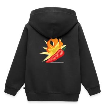 Feurig scharfe Chilischote hinterlässt Brennen - Kinder Premium Organic Hoodie - Schwarz - Hinten - AI Model Kid Male (0cm)