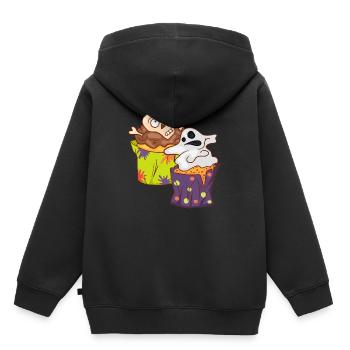 Gâteau au muffin Halloween - Sweat Premium à capuche enfant bio - noir - Dos - AI Model Kid Male (0cm)