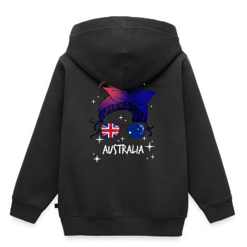 Australien - Kinder Premium Organic Hoodie - Schwarz - Hinten - AI Model Kid Male (0cm)