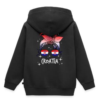 Kroatien - Kinder Premium Organic Hoodie - Schwarz - Hinten - AI Model Kid Male (0cm)