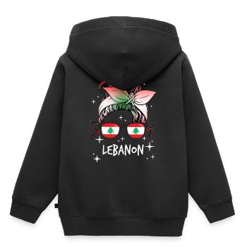 Libanon - Kinder Premium Organic Hoodie - Schwarz - Hinten - AI Model Kid Male (0cm)