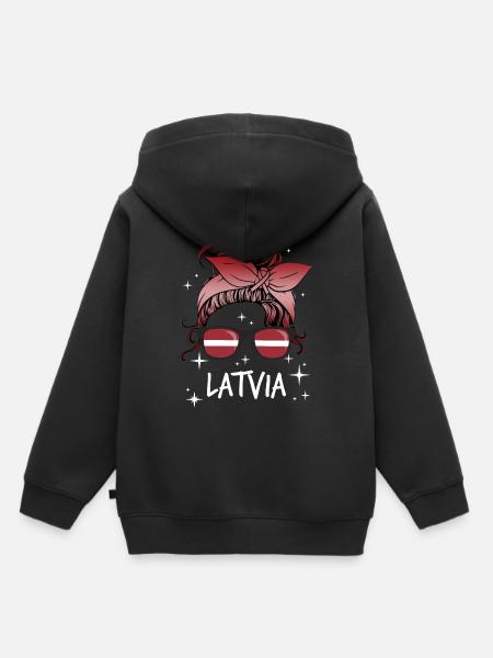 Lettland - Kinder Premium Organic Hoodie - Schwarz