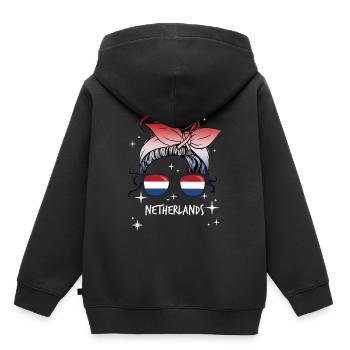 Niederlande - Kinder Premium Organic Hoodie - Schwarz - Hinten - AI Model Kid Male (0cm)