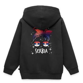 Serbien - Kinder Premium Organic Hoodie - Schwarz - Hinten - AI Model Kid Male (0cm)