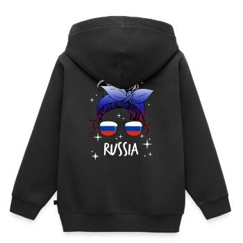 Russland - Kinder Premium Organic Hoodie - Schwarz - Hinten - AI Model Kid Male (0cm)