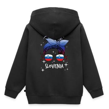 Slowenien - Kinder Premium Organic Hoodie - Schwarz - Hinten - AI Model Kid Male (0cm)