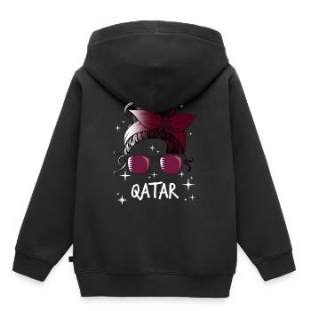 Qatar - Sweat Premium à capuche enfant bio - noir - Dos - AI Model Kid Male (0cm)