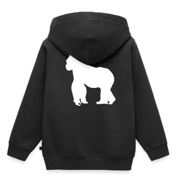 Cadeau gorille singe dos argenté - Sweat Premium à capuche enfant bio - noir - Dos - AI Model Kid Male (0cm)