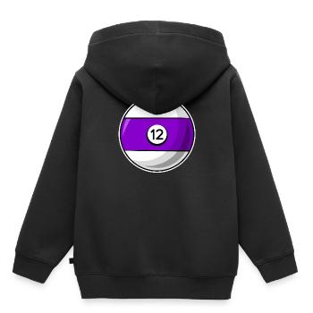 Boule de billard 12 Billard violet douze - Sweat Premium à capuche enfant bio - noir - Dos - AI Model Kid Male (0cm)