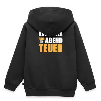 Abenteuer sind am Abend teuer - Kinder Premium Organic Hoodie - Schwarz - Hinten - AI Model Kid Male (0cm)