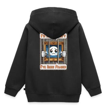 Je ne suis pas coupable, j’ai été piégé - Sweat Premium à capuche enfant bio - noir - Dos - AI Model Kid Male (0cm)