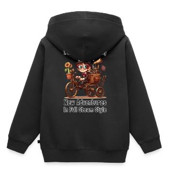 Erster Steampunk Schultag - Kinder Premium Organic Hoodie - Schwarz - Hinten - AI Model Kid Male (0cm)