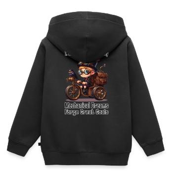 Erster Steampunk Schultag - Kinder Premium Organic Hoodie - Schwarz - Hinten - AI Model Kid Male (0cm)